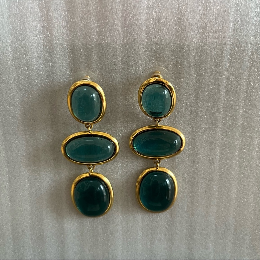 J.Crew Acetate Aqua Blue Drop Earrings - Picture 2 of 6